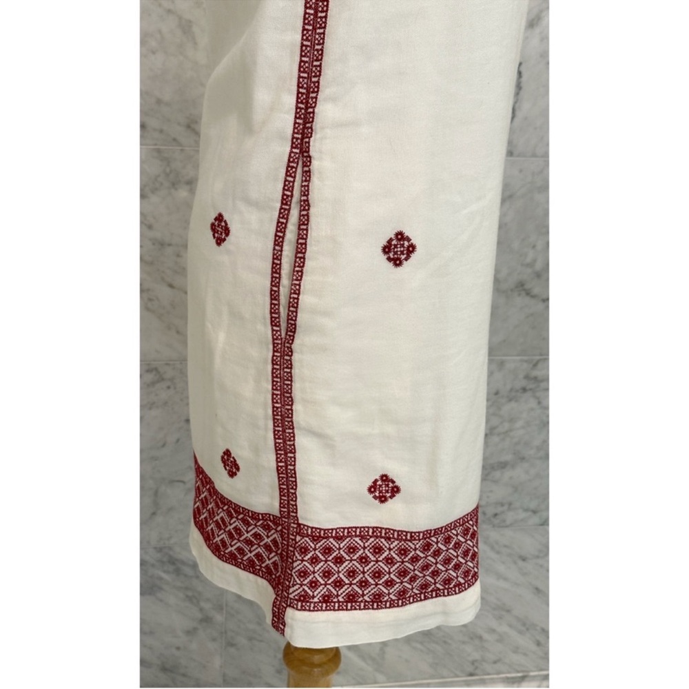 Madewell Women’s Sleeveless White Shift Dress with Pink Embroidered Trim Size 6 - Picture 9 of 10